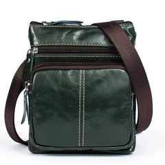 Men's Leather Messenger Bag Small Flap Crossbody