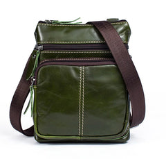 Men's Leather Messenger Bag Small Flap Crossbody