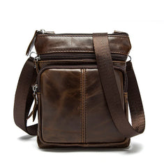 Men's Leather Messenger Bag Small Flap Crossbody