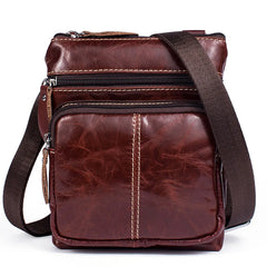 Men's Leather Messenger Bag Small Flap Crossbody