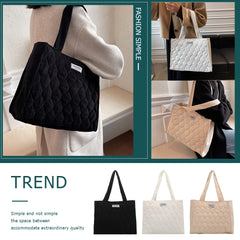 Corduroy Tote Casual Handbag Soft Reusable Solid Female Shopping Bag