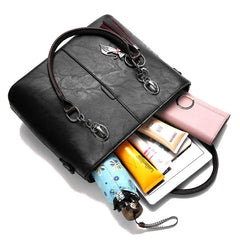 Women Leather Tassel Crossbody Shoulder Bag Solid Color