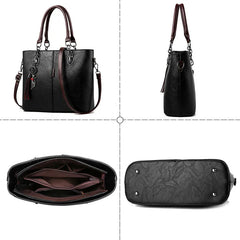 Women Leather Tassel Crossbody Shoulder Bag Solid Color
