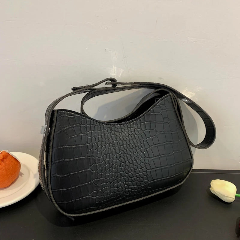 Stone Pattern Crossbody Bags Ladies Vintage Leather Shoulder Bags