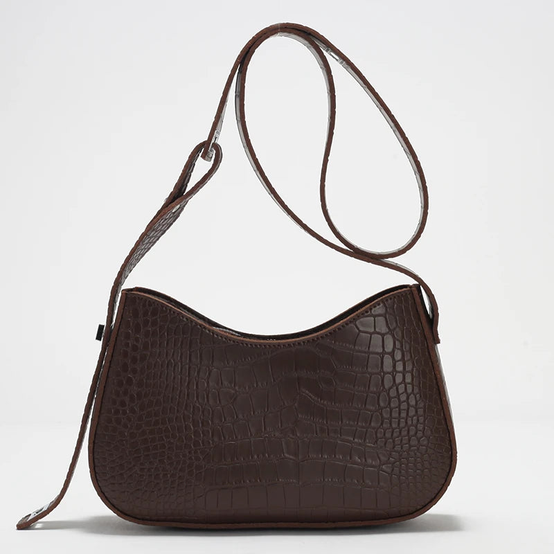 Stone Pattern Crossbody Bags Ladies Vintage Leather Shoulder Bags