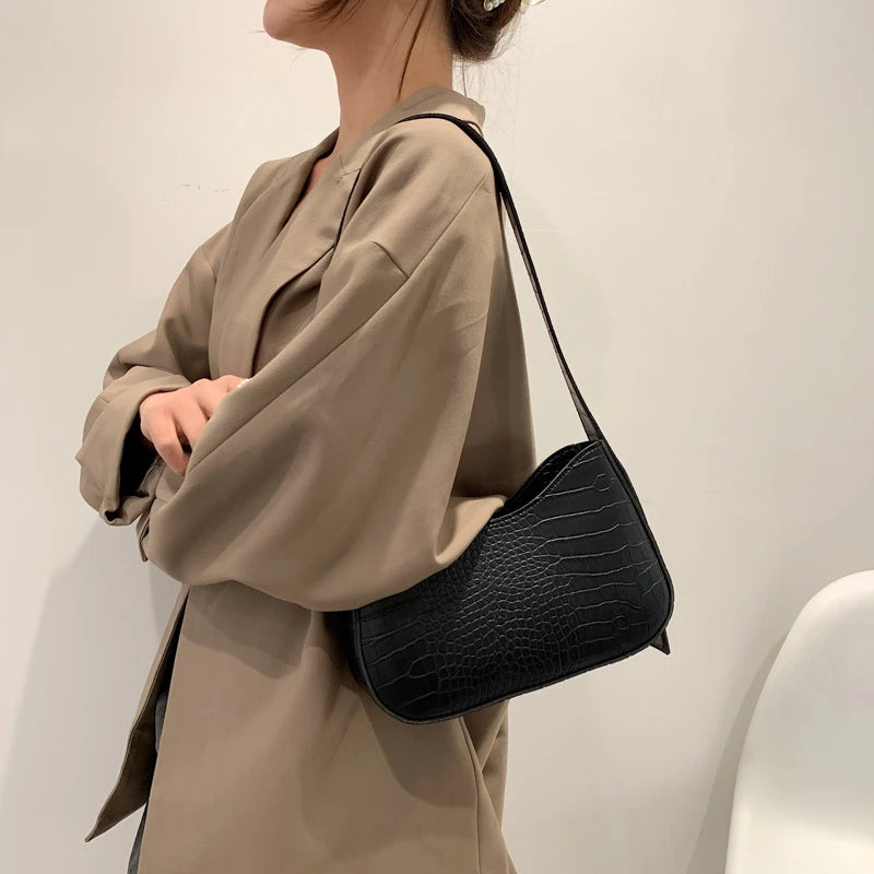 Stone Pattern Crossbody Bags Ladies Vintage Leather Shoulder Bags