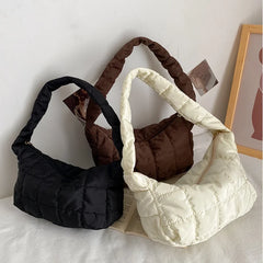 Women's Oxford Cloth Shoulder Bag with Embroidery Thread Underarm