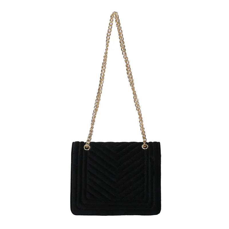 Velvet Shoulder Bag Chain Handbag for Women