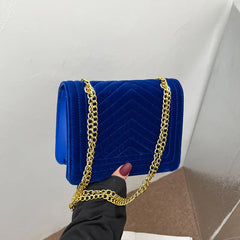 Velvet Shoulder Bag Chain Handbag for Women