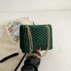 Velvet Shoulder Bag Chain Handbag for Women