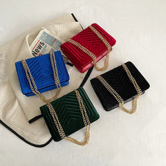 Velvet Shoulder Bag Chain Handbag for Women