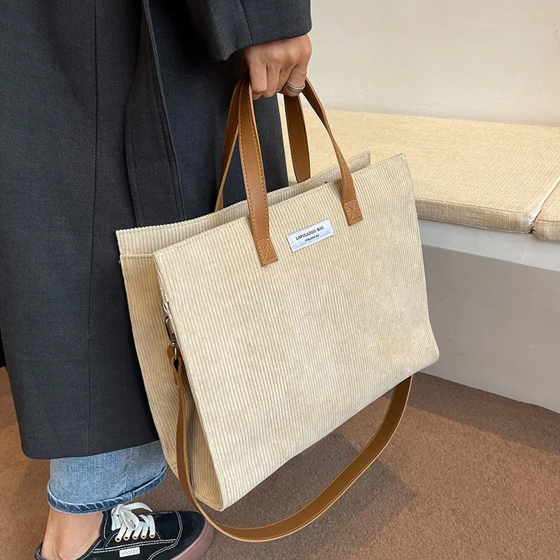 Corduroy Satchel Shoulder Bags Ladies Totes Crossbody Bag for Women