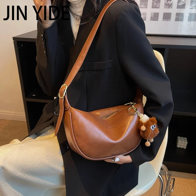 Vintage Soft Leather Shoulder Bag Female Lady Casual Travel Hobos Bag