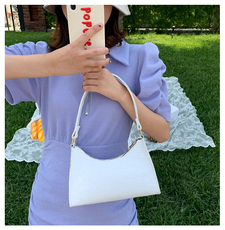 Retro Casual Women Totes Shoulder Bags Crocodile Leather Chain Handbags