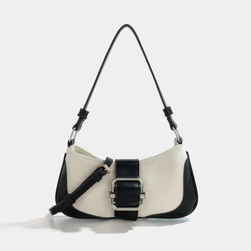 Retro Stitching Shoulder Bag Women Autumn Crossbody