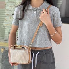 Straw Bucket Crossbody Bag Handbag for Women