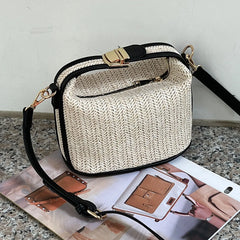Straw Bucket Crossbody Bag Handbag for Women