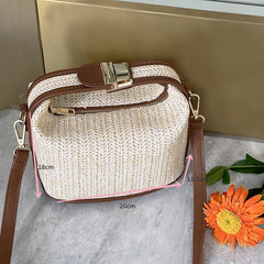 Straw Bucket Crossbody Bag Handbag for Women