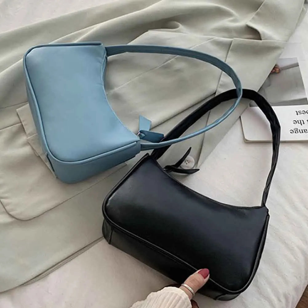 Retro PU Leather Top Handle Bag Women Shoulder Totes Underarm Vintage Handbag