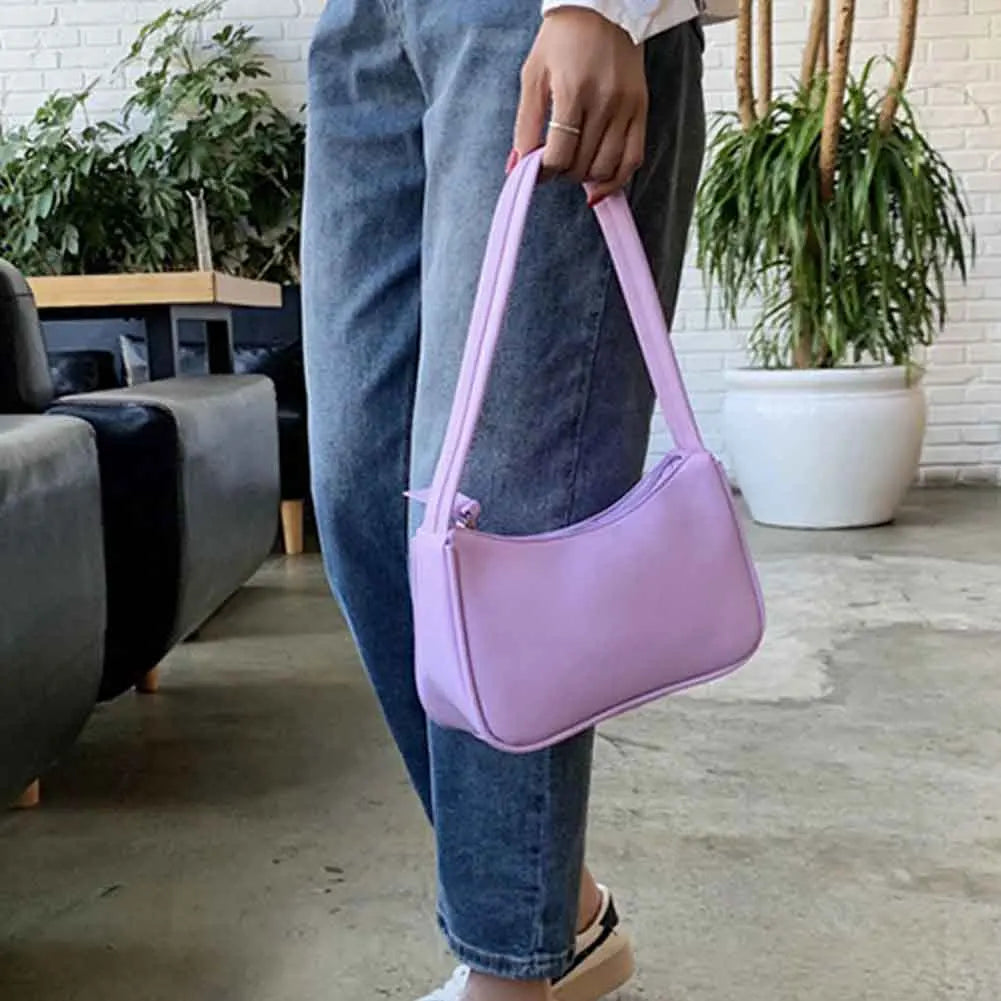 Retro PU Leather Top Handle Bag Women Shoulder Totes Underarm Vintage Handbag