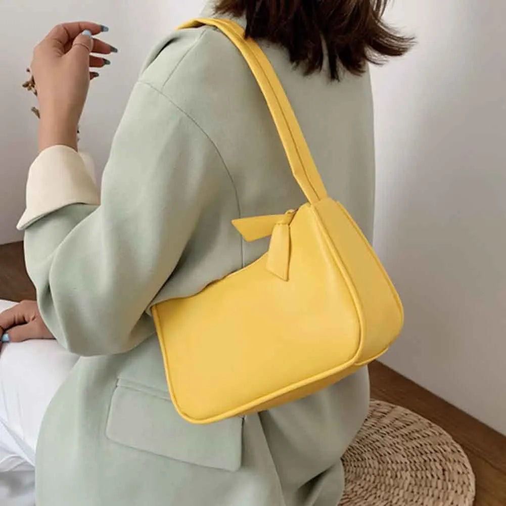 Retro PU Leather Top Handle Bag Women Shoulder Totes Underarm Vintage Handbag