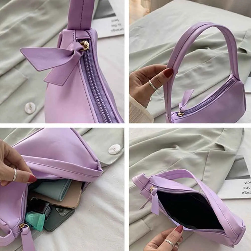 Retro PU Leather Top Handle Bag Women Shoulder Totes Underarm Vintage Handbag