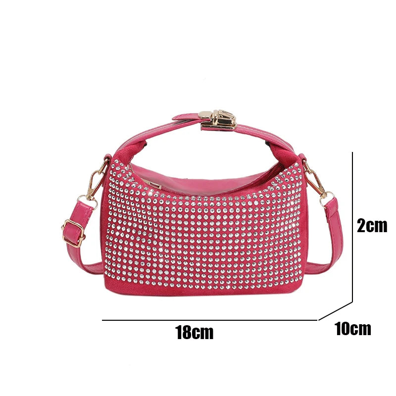 Silver Rhinestones Evening Clutch Diamond Shoulder Bag
