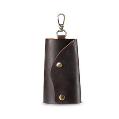 Crazy Horse Cow Leather Vintage Key Bag Literature Waist Hanging Head