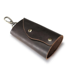 Crazy Horse Cow Leather Vintage Key Bag Literature Waist Hanging Head
