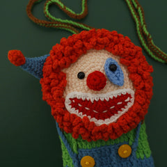 Female Clown Knitted Pouch Crossbody Bag Girl Casual Side Sling Shoulder Bag