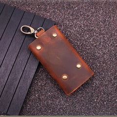 Leather Key Wallet Men Holder Keychain Pouch Purse Zipper Car Small Key Case