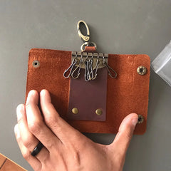 Leather Key Wallet Men Holder Keychain Pouch Purse Zipper Car Small Key Case