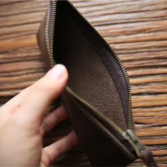 Vintage Cowhide Leather Pencil Case Zipper Pen Bag