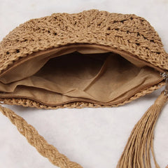 Rattan Woven Straw Crossbody Bag Summer Beach Women Messenger Shoulder Bags