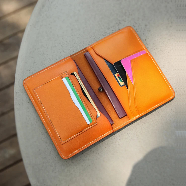 Retro Leather Passport Cover Men Women Minimalist Travel Wallet