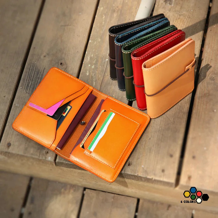 Retro Leather Passport Cover Men Women Minimalist Travel Wallet