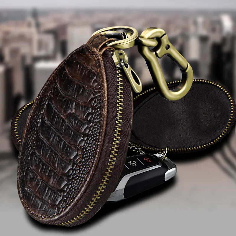 Men Leather Key Wallet Holder Housekeeper Women Key Case Organizer Pouch