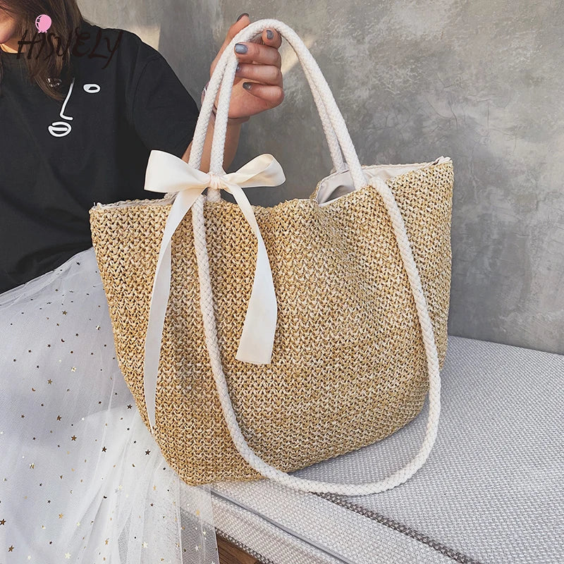 Bohemia Rattan Woven Women Handbag Summer Beach Bag