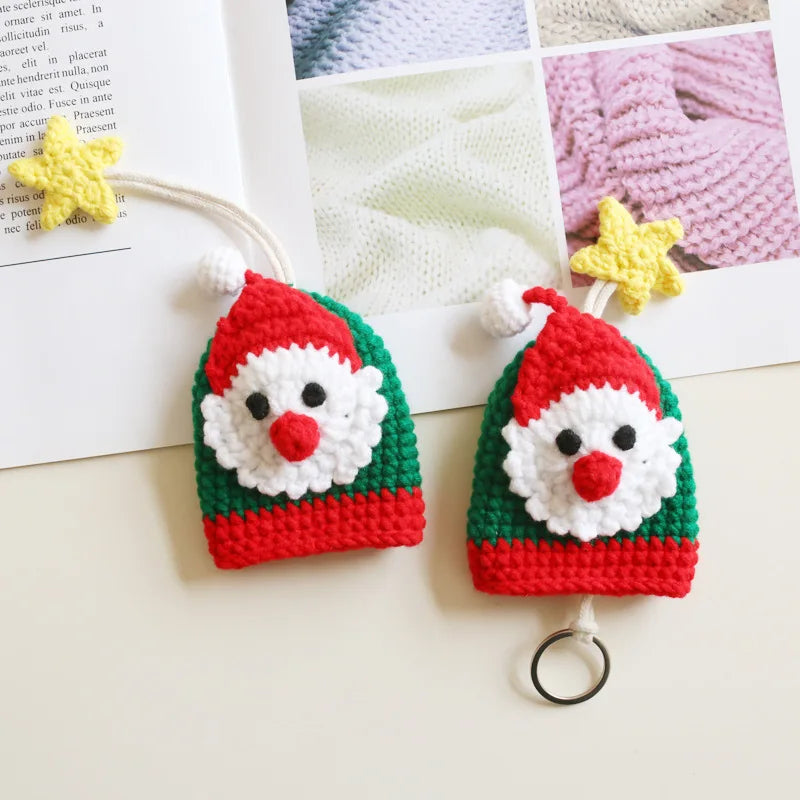 Santa Claus Key Wallet Knitting Pattern Pouch Christmas Gift