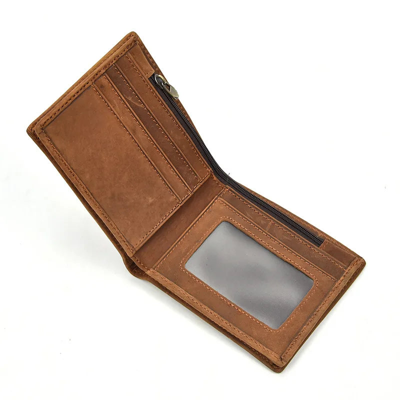 Men Wallet Real Cow Leather Short Wallet Vintage Crazy horse Leather Wallets