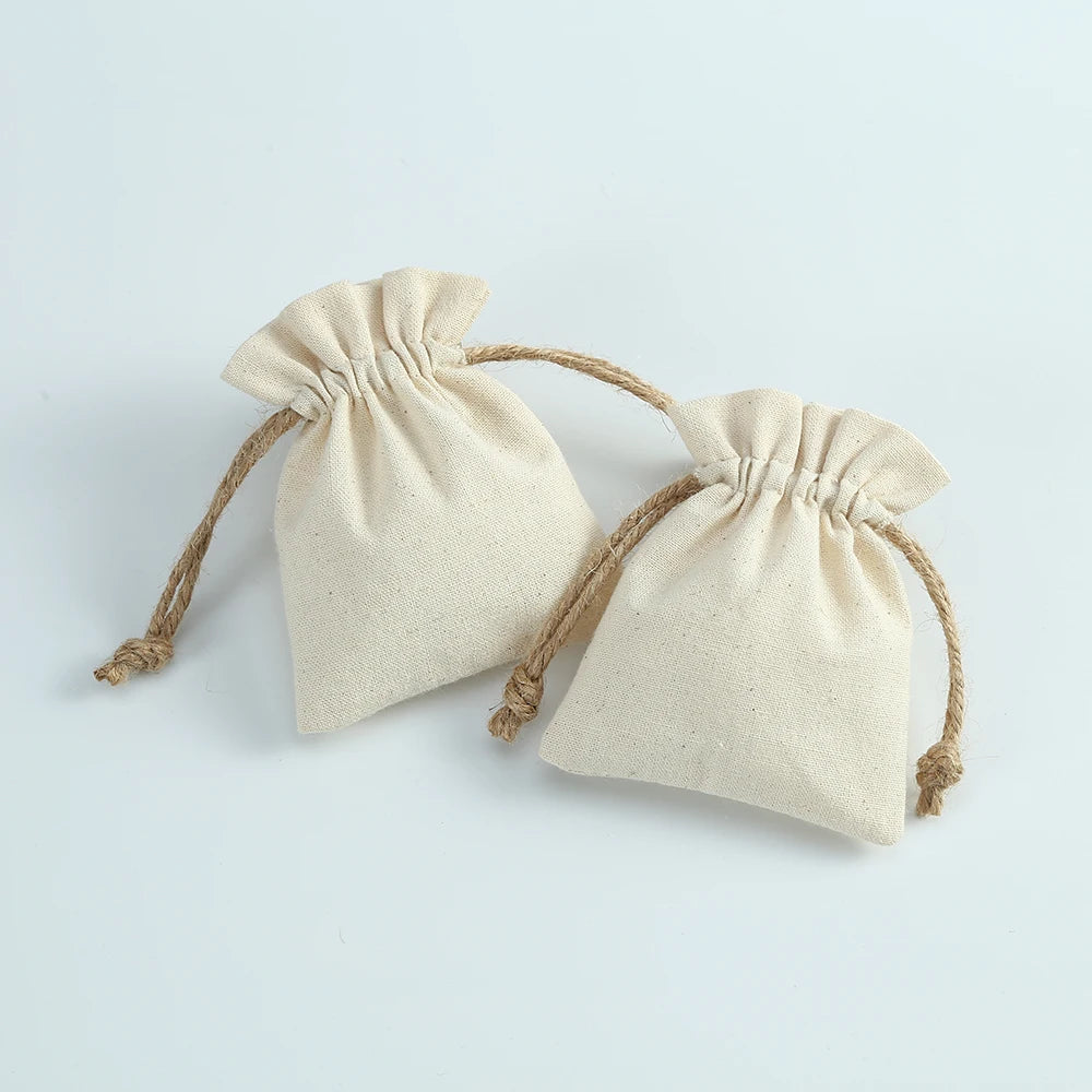 Muslin Cotton Drawstring Gift Bags for Coffee Jewelry Storage