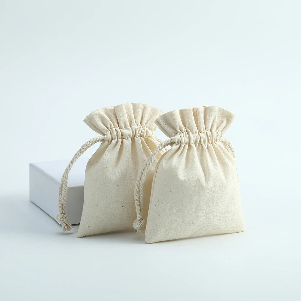 Muslin Cotton Drawstring Gift Bags for Coffee Jewelry Storage