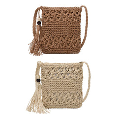 Paper Woven Crossbody Bags Women Casual Summer Beach Vintage Square Bags