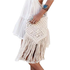 Rope Woven Handbag Knitted Rattan Summer Beach Bag Tassel Bohe Bolsos Feminine