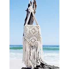 Rope Woven Handbag Knitted Rattan Summer Beach Bag Tassel Bohe Bolsos Feminine