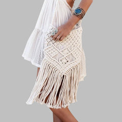 Rope Woven Handbag Knitted Rattan Summer Beach Bag Tassel Bohe Bolsos Feminine