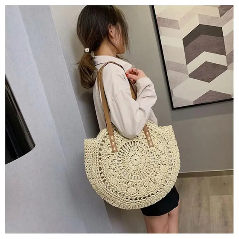 Rattan Woven Straw Bag Summer Women Shoulder Bags Girls Small Beach Handbag