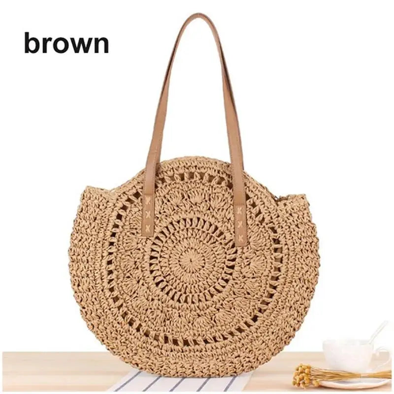 Rattan Woven Straw Bag Summer Women Shoulder Bags Girls Small Beach Handbag