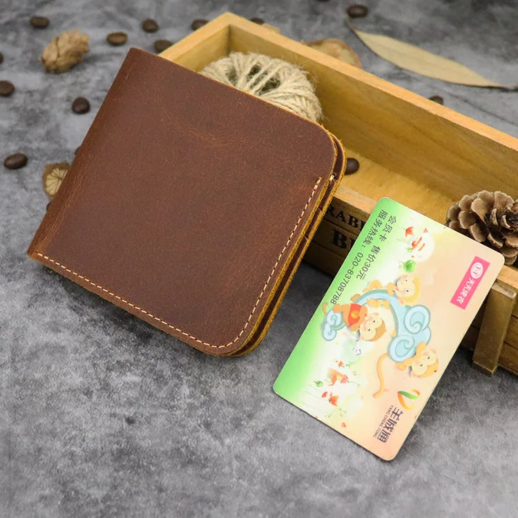 Small Wallet Men Leather Vintage Mens Wallets Multi-card Bit Money Bag