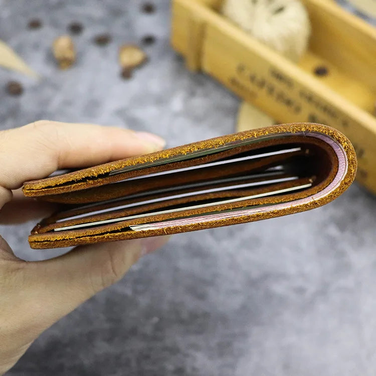 Small Wallet Men Leather Vintage Mens Wallets Multi-card Bit Money Bag